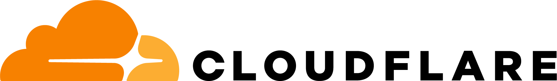 Cloudflare logo with orange cloud icon and black text spelling CLOUDFLARE